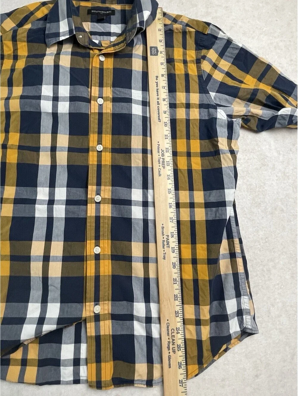 Banana Republic Mens M Blue Yellow Plaid Cotton Collared Button Up Shirt LS